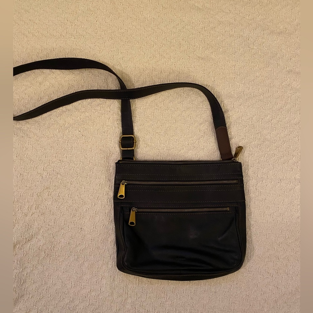 Fossil Genuine Leather mahogany brown Crossbody